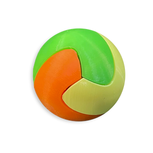 Puzzle esférico 3D LUK de 5 cm en naranja + amarillo flúor + verde + violeta + gris oscuro, sin fondo