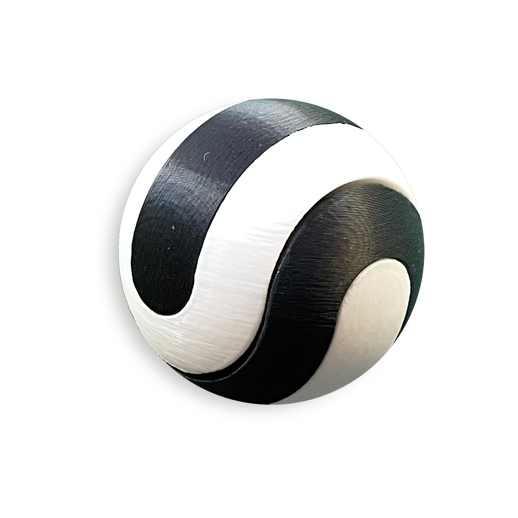 Puzzle esférico 3D BEN mini de 5 cm en blanco + negro, sin fondo