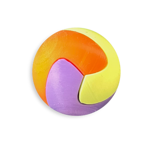 Puzzle esférico 3D FLR de 5 cm en naranja + violeta + amarillo flúor + verde, sin fondo