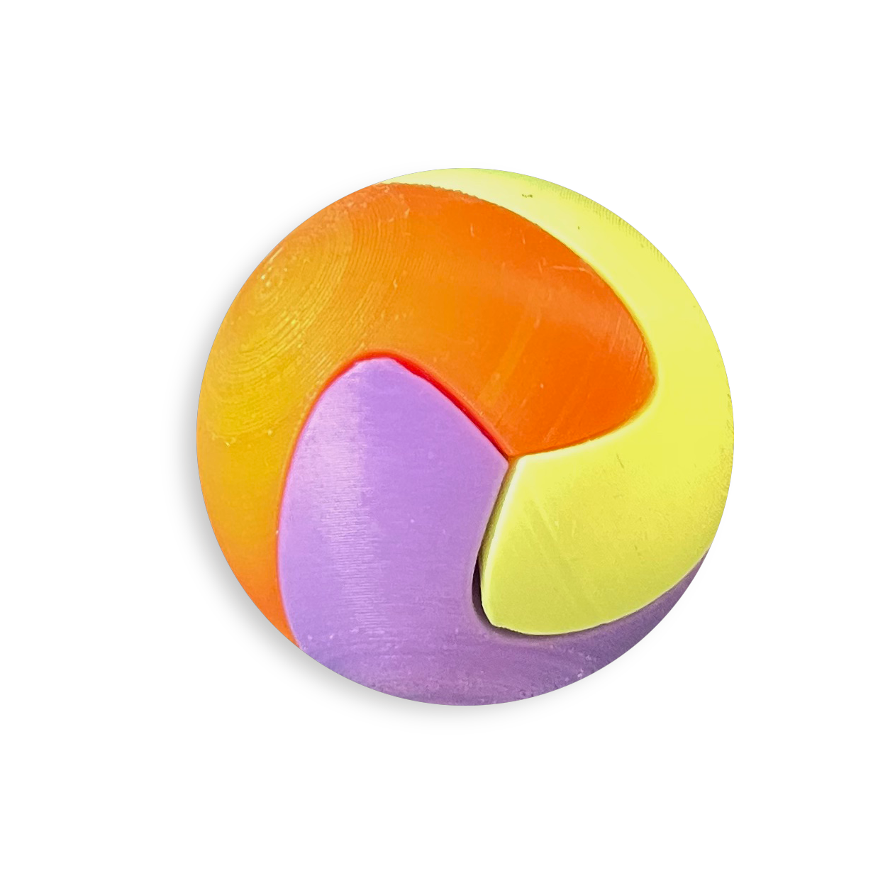 Puzzle esférico 3D FLR de 5 cm en naranja + violeta + amarillo flúor + verde, sin fondo