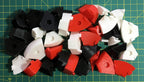 Puzzle esférico 3D GEO de 7,5 cm en blanco + rojo + negro, con las piezas sueltas