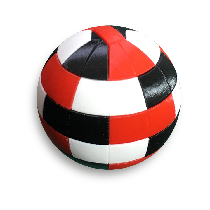 Puzzle esférico 3D GEO de 7,5 cm en blanco + rojo + negro, sin fondo