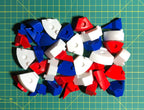 Puzzle esférico 3D GES de 7,5 cm en blanco + rojo + azul, con las piezas sueltas