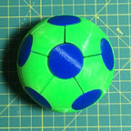 Puzzle esférico 3D KNT de 7,5 cm en azul + verde flúor, armado