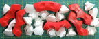 Puzzle esférico 3D KNT de 7,5 cm en blanco + rojo, con las piezas sueltas