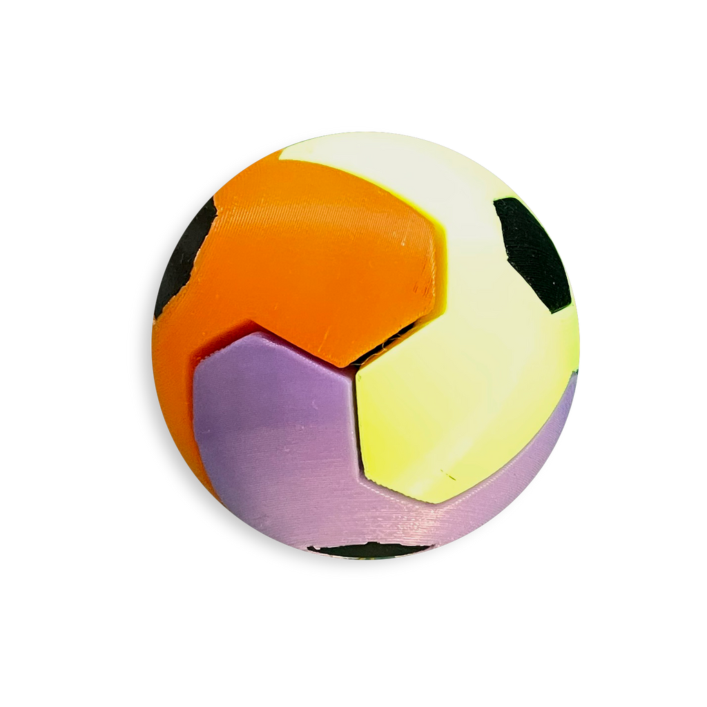 Puzzle esférico 3D LKY mini de 5 cm en naranja + amarillo flúor + violeta + negro + blanco, sin fondo