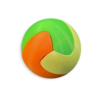 Puzzle esférico 3D LUK de 5 cm en naranja + amarillo flúor + verde + violeta + gris oscuro, sin fondo