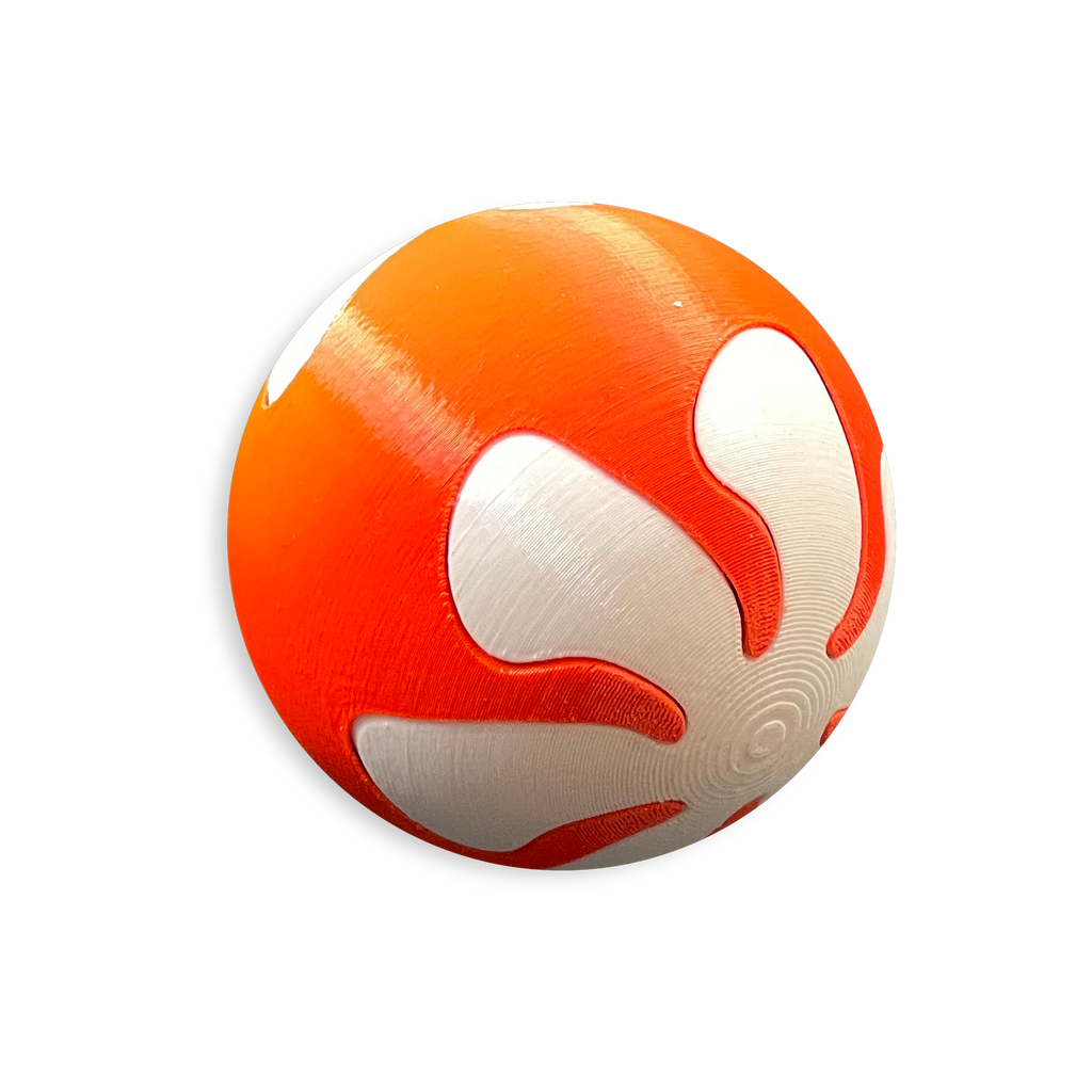 Puzzle esférico 3D PSI mini de 5 cm en blanco + naranja fluor, sin fondo