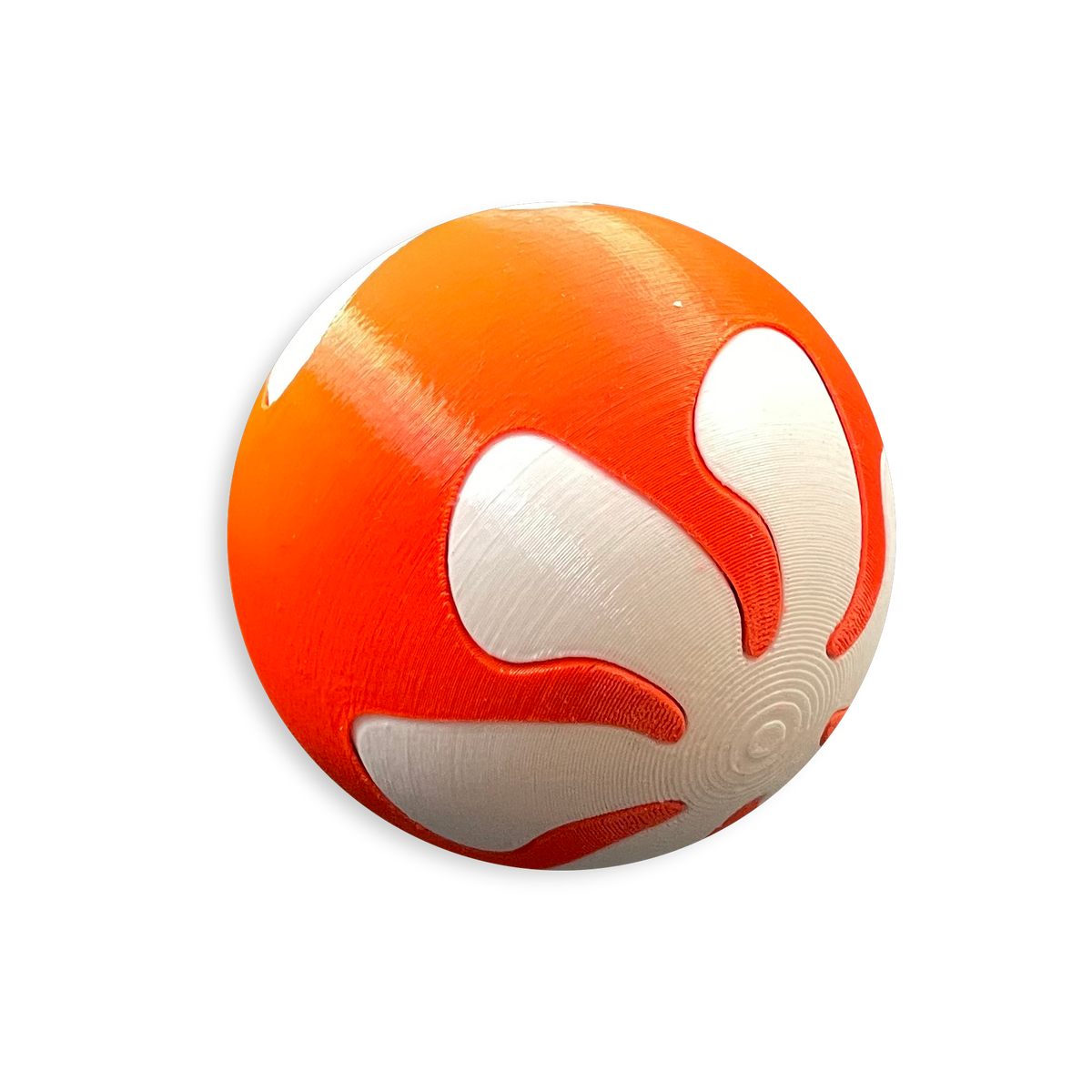 Puzzle esférico 3D PSI mini de 5 cm en blanco + naranja fluor, sin fondo