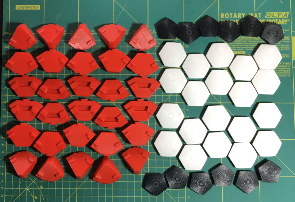 Puzzle esférico 3D TLS de 10 cm en blanco + negro + rojo, con las piezas sueltas