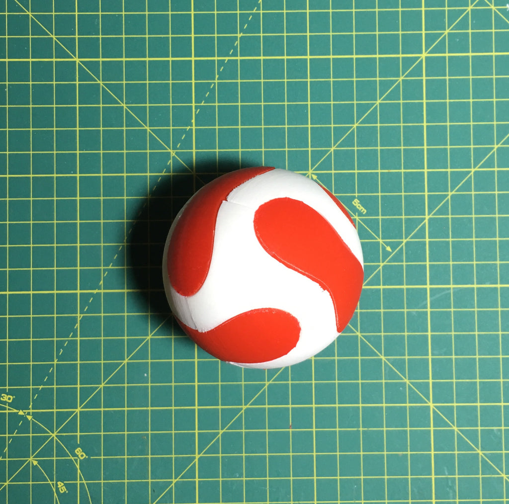Puzzle esférico 3D TMG de 7,5 cm en blanco + rojo, armado