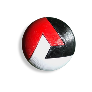 Puzzle esférico 3D TRI de 5 cm en blanco + rojo + negro, sin fondo